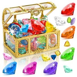 JBLJDWD 35 Pcs Treasure Chest, Treasure, Pirate Treasure Chest Treasure Party Multicolour Swim Toy for Summer Pool Birthday Celebrations for Girl and Boy