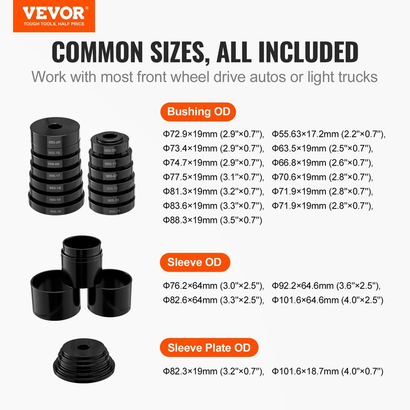 VEVOR Wheel Bearing Press Kit, 23 pcs FWD Bearing Puller