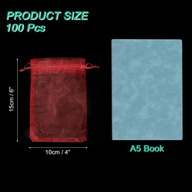 uxcell 100 Pcs Burgundy Organza Bags 4 x 6 Inch Mini Mesh Drawstring Gift Bags Small Jewelry Pouches Bags for Wedding Festival Party Gift Favor