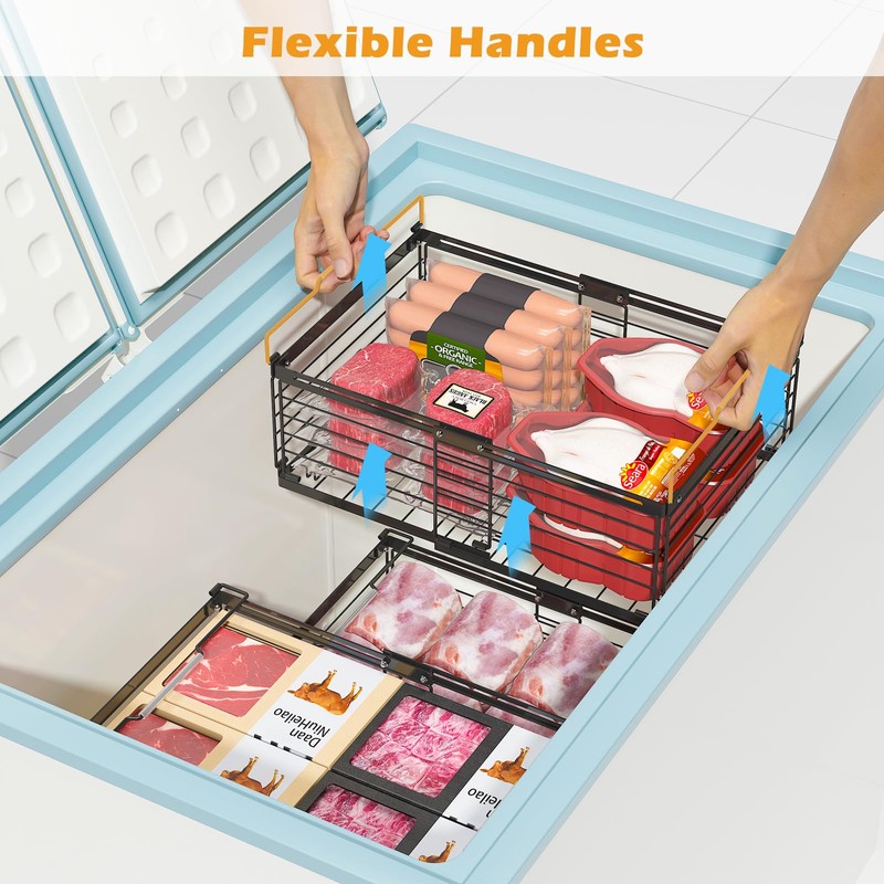 NADAMOO Freezer Organizer Bins, 2 Pack Large Expandable Stackable Chest