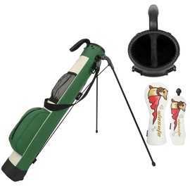 Golf Stand Bag Lightweight Small Golf Bag with Dual Strap Easy Carry 2 Way Dividers Multiple Pockets Golf Gun Bag with 2 Golf Wood Head Covers (Green)