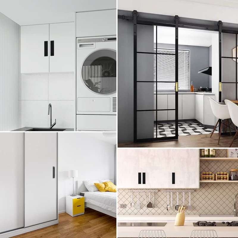 2Pcs Rectangular Recessed Door Pull Handle with Screw, Flat Backside