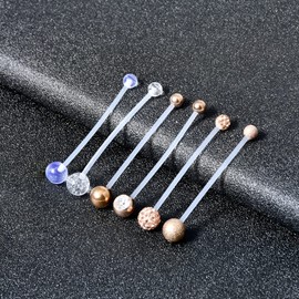 incaton 1.6 mm Belly Button Piercing Pregnancy Flexible 14 Gauge Belly Button Piercing 30/35/38 mm Piercing Belly Button Jewellery Set, Plastic