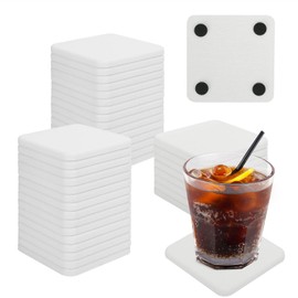 40 Pack 3.15" Square Diatomaceous Earth Coaster, Versatile Water Absorbent Diatomite Coaster, Premium Water Absorbing Bath Stone Mat for Modern Home by KUKLIPJIM