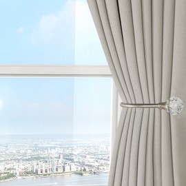 2 Pieces of Heavy Duty U Shaped Metal Curtain Holdbacks Curtain Tie Backs Hook with Clear Crystal Ball Tie Backs for Curtains (2, Silver)