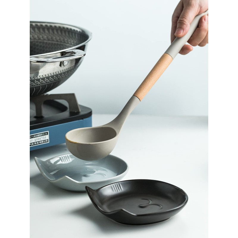 Miamolo Spoon Rest for Stove Top, 5.12 Inches Ceramic Spoon