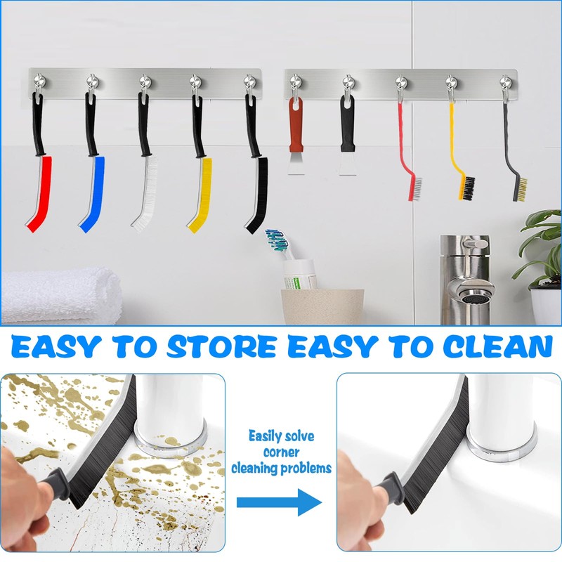 Zeuwets Crevice Cleaning Brush with Hard Bristles, 10 Pieces Corner
