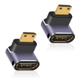 Duttek Right Angle HDMI Mini HDMI Extension Adapter, 8K HDMI Mini HDMI 2.1 Adapter Mini HDMI Male to HDMI Female Converter Adapter Gold Plated Connector Supports 8K@60Hz, 4K@144Hz, 2K@240Hz, HDR