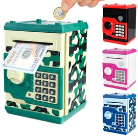 Pup Go ATM Electronic Money Box Safe for Children, Funny Large ATM with Password, Safe Digital Piggy Bank, Christmas Birthday Children's Day Gifts for 3-12 Years Boys (Green)