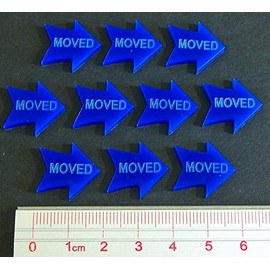 LITKO Moved Command Token Set | Gaming Aid Pieces | Compatible with Flames of War, Bolt Action, Axis & Allies | WH40K | Napoleonic | Ancients | 10 Pack (Blue)