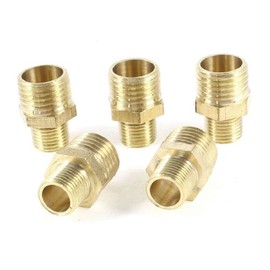 5 Pcs 1/4"PT to 1/8"PT Male Thread Brass Straight Pipe Coupling Fitting