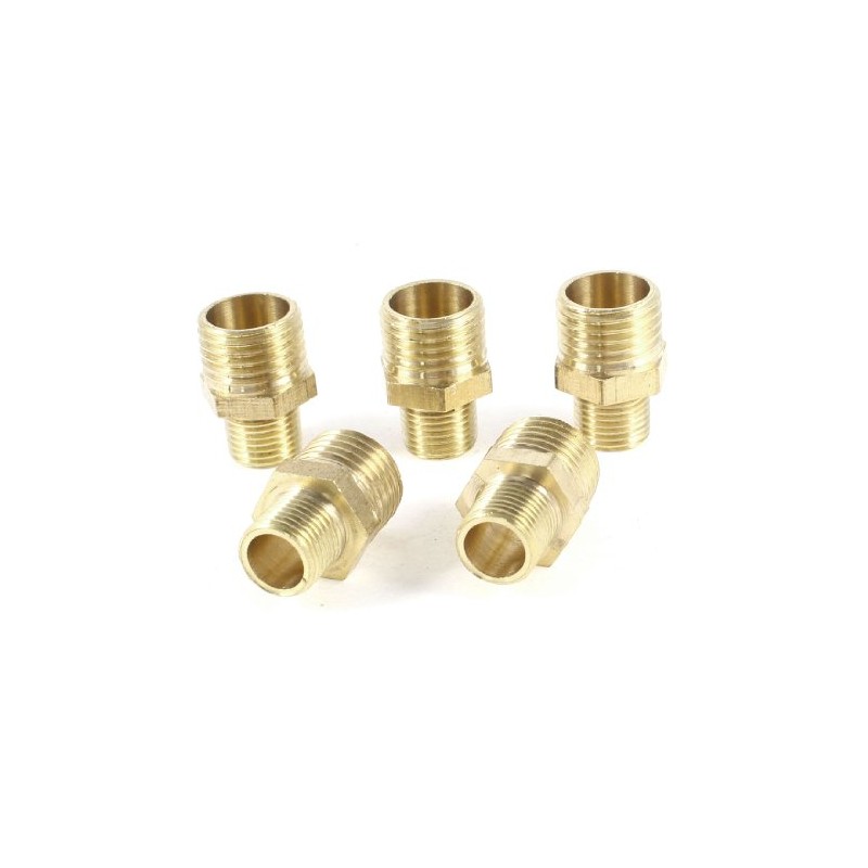 5 Pcs 1/4"PT to 1/8"PT Male Thread Brass Straight Pipe