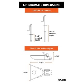 CURT 2K A-Frame Trailer Jack Side Handle w/ A-Frame Coupler for 2" Ball Weld-On