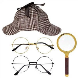 HOVEOX Detective Costume Detective Hat Costume Outfit with Accessories Detective Costume Accessories Set (fashion)