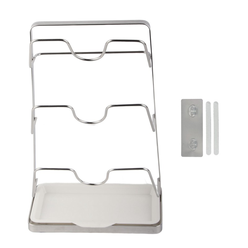 Wall Mounted Pot Lid Rack 304 Stainless Steel Punch Free