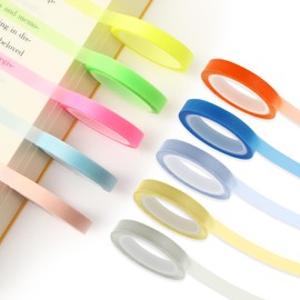 Abeillo 10 Rolls Highlighter Tapes, 6mm x 5m, Colored Transparent Tape, Fluorescent Marker Stickers, Removable Highlighters, Markers for Reading and Notes (Fluorescent, Morandi)