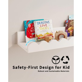 G&W Gruwald Nursery Book Shelves, Set of 3, Nursery Decor for Baby and Toddler, Scalloped Shelves, Book Shelf for Kids Rooms, Wall Book Shelves for Bedroom Kids, Floating Book Shelves for Wall