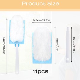 TYVOM 11PCS Dust Magnet, Fluffy Duster Refills Dust Magnet Refill Duster Refills Kit Extender Handle, Trap and Lock Away Dust, Dirt and Hair In No Time Cleaning Disposable Dusting Refills for Home Off