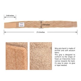 1 Pcs Wig Grip Headband Non Slip Adjustable Wig Grip Band for Keeping Wigs in Place (Beige)