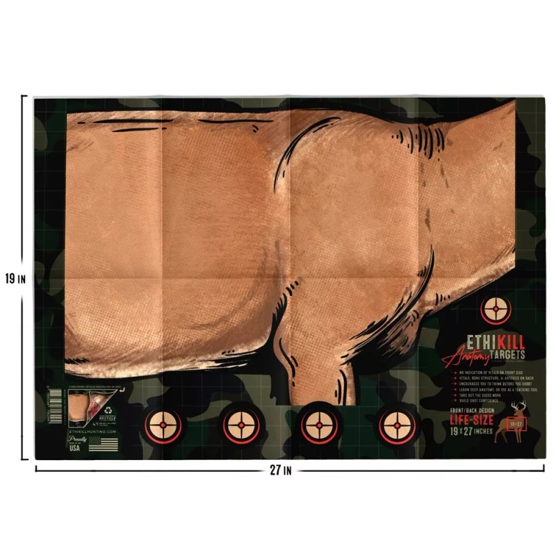 EthiKill Life Size Deer Vitals 2-Sided Paper Range Target -