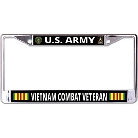 U.S. Army Vietnam Combat Veteran Chrome License Plate Frame