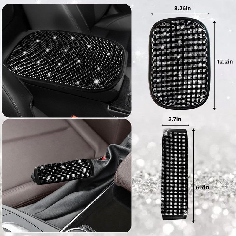 NBTEPEM 30 Pcs Black Bling Car Accessories Set for Women,