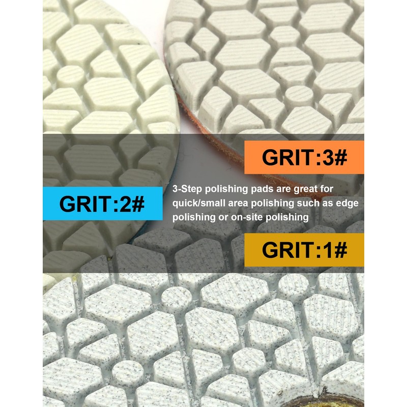 Panfreet 3 Step Diamond Polishing Pads 4-inch Wet for Granite