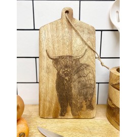 Geko Highland Cow Engraved Wooden Cheese Board