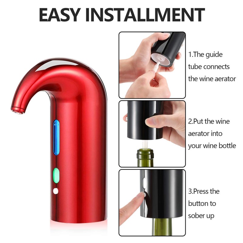Wine Aerator Electric Wine Decanter – Easy One Touch Red