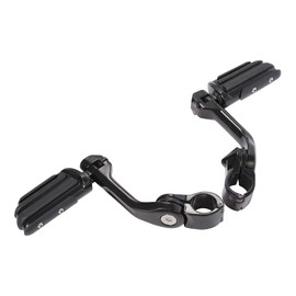 XFMT 1.25" Long Angled Adjustable Highway Footpegs Crash Bar Foot Rests Universal Fits For Harley Davidson Honda Kawasaki Suzuki Yamaha (Black Style 4)