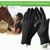 YNR Equestrian Winter Thermal Horse Riding Gloves Synthetic Leather Black