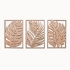 Leaves Wood Wall Art Panels Set of 3 Tropical Monstera