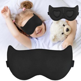 AMAZKER Cute Sleep Eye Mask for Kids, 3D Contoured Cup Sleeping Mask & Blindfold, Concave Molded Night Sleep Mask, Block Out Light, Soft Comfort Eye Shade Cover for Travel Yoga Nap