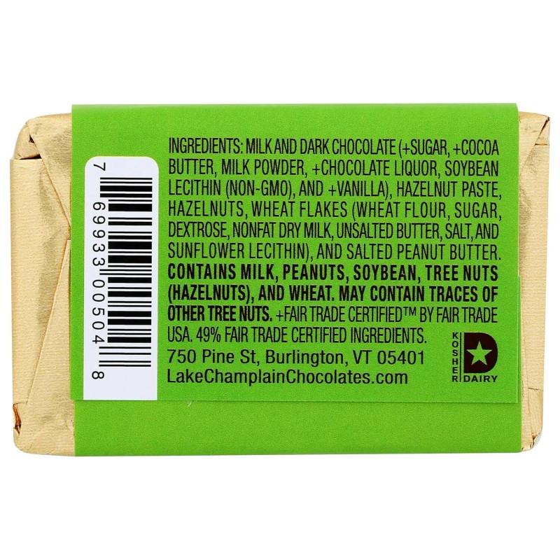 Lake Champlain Chocolates Hazelnut Milk Chocolate Bar 1.8 Oz