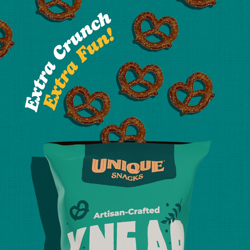 Unique Snacks Knead 'Ems, Sourdough Mini Pretzels, Artisan-Crafted Vegan Snacks,