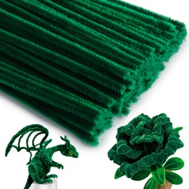 150PCS Pipe Cleaners Chenille Stem, Dark Green Craft Pipe Cleaners, DIY Craft, Fuzzy Sticks Pipe Cleaners Bulk for Arts and Crafts, Xmas Home Decoration