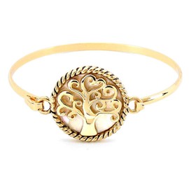 Arras Creations Fashion Imitation Mother of Pearl Filigree Fold Over Bracelet for Women / AZBRFL020-GLD