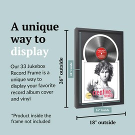 Creative Picture Frames 16" x 24" Jukebox Vinyl Frame Display with Double Matting, LP Record Album Frame for Wall Decor, Black/Black, 1 Count