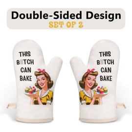 Miracu Funny Oven Mitts Set, Gifts for Bakers Women, Cute Retro Baking Gifts, Kitchen Gadgets Accessories Stuff, House Warming, Graduation, Birthday Ideas for Bread Baker, Cooking Lover, Chef, Friend