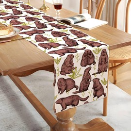 Sunwer Groundhog Day Table Runner Welcome Spring Party Decoration February 2nd Seasonal Home Kitchen Dining Room Decor 72Inches Long
