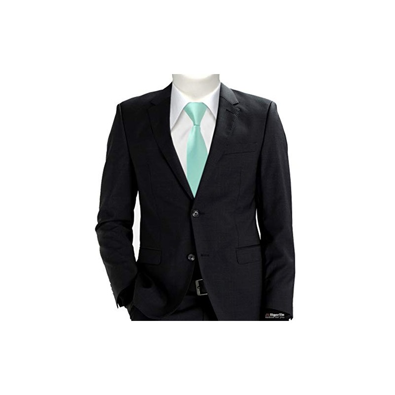 TigerTie - Slim Designer Tie in Plain Rips Patterned, Mint