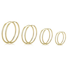 MDFUN 925 Sterling Silver Hoops Huggie Earrings Set 18K Yellow Gold Thin Hoops Tiny Earrings for Women Pack of 4 Pairs 15/20/25/30mm