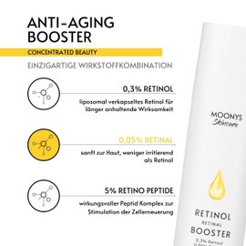 MOONYS® Retinol Serum Booster with 0.3% Retinol 0.05% Retinal and 5% Retino Peptides - Vitamin A Bakuchiol Q10 Serum Face - Anti-Ageing Reduces Wrinkle Depth