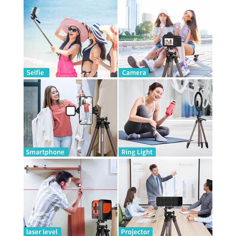 71" Camera Tripod, Lightweight Aluminum Phone Tripod with Wireless Remote,