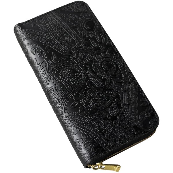 VINCENT CRAFTED WEB Exclusive Tochigi Leather Wallet, Paisley, Round Zipper,