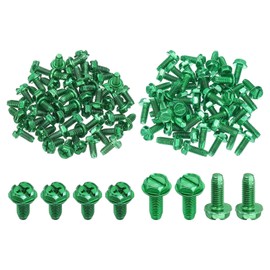 PATIKIL Grounding Screws Kit,100 Pcs 10-32 x 3/8" Hex Flanged Phillips Head, 10-32 x 1/2" Slotted Head Self-Tapping Ground Screws for Electrical Junction Boxes, Metal Outlet and Switch Box