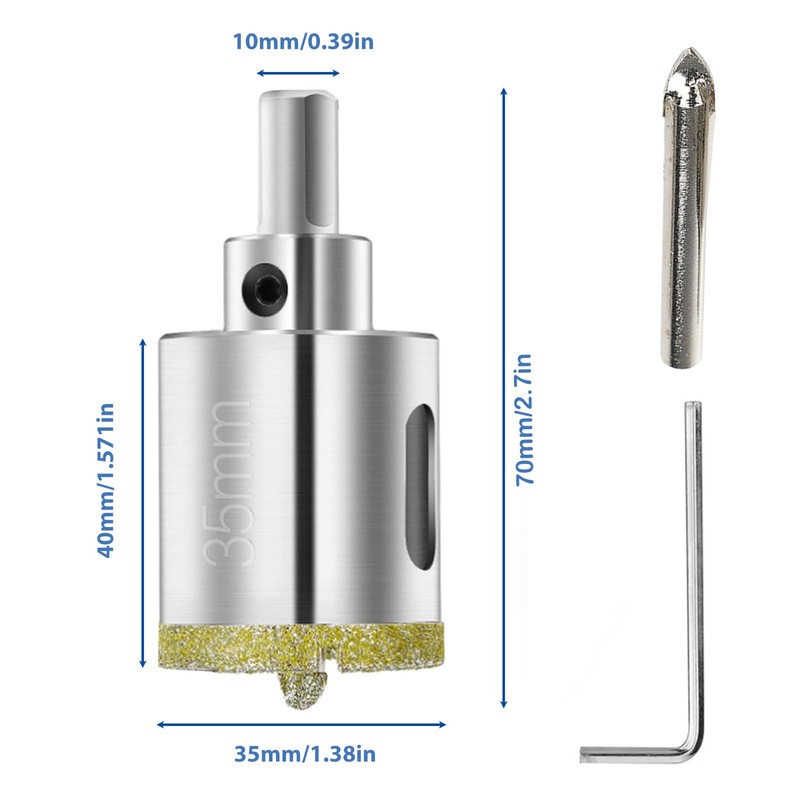 CLKE Diamond Hole Saw 35mm Tile Drill Bit with Center