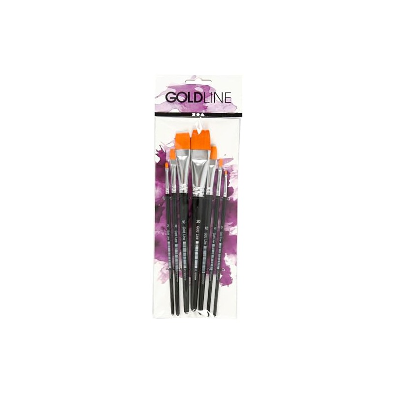Gold Line Acrylic Brush Set, Size 0-20, W: 2-24 mm,