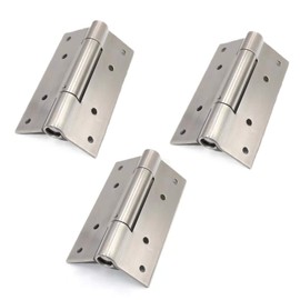 3pcs 4'' Self-Closing Stainless Steel Door Hinge Spring Door Hinge Heavy-Duty Square Thickness 3mm (4inch, Silver)
