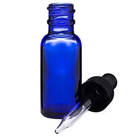 Prescribed for Life Cobalt Blue Glass Dropper Bottle - Boston Round Style with Child-Proof Glass Dropper Top, 2 oz